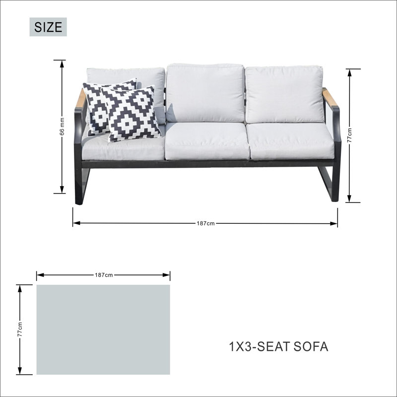 Beilul 10 - Person Patio Conversation Set with Cushions, Gray/Black
