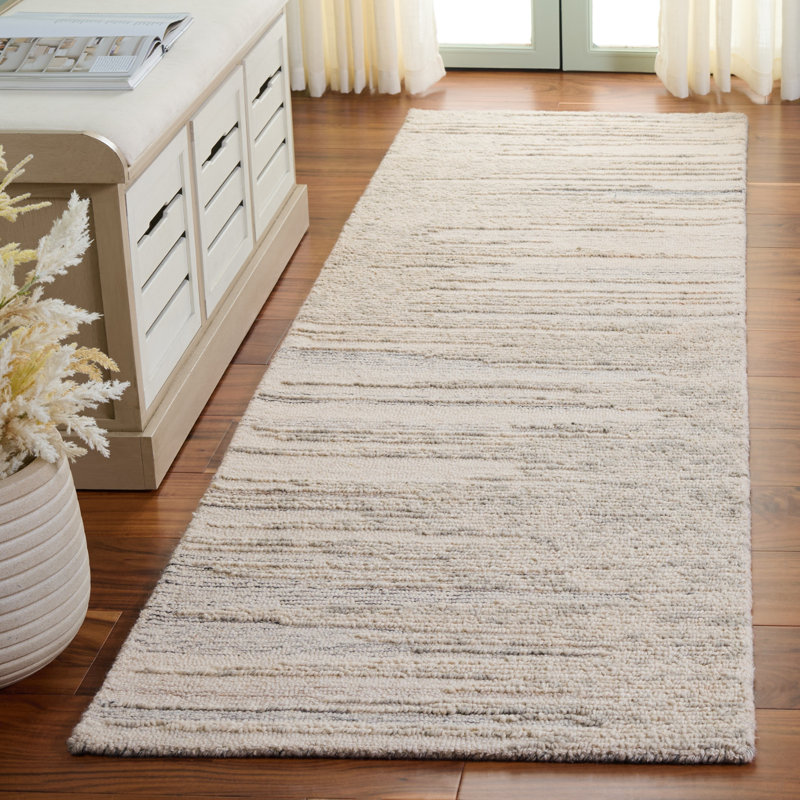 Abstract Hand Tufted Wool, Cotton Striped Indoor Rug, Runner 2'3" x 8'
