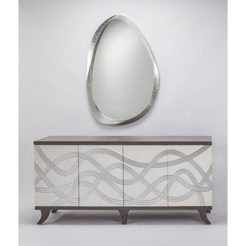 72'' Frosty White and Smoky Gray Traditional Sideboard
