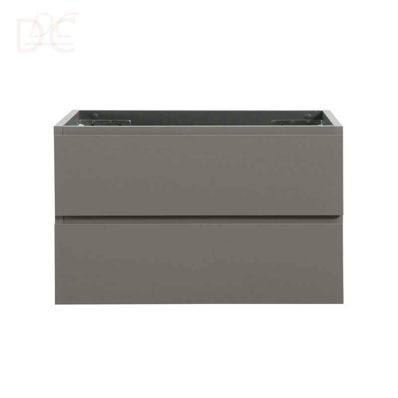 Armoire murale SANS lavabo, couleur grise, avec deux tiroirs, pré-assemblée