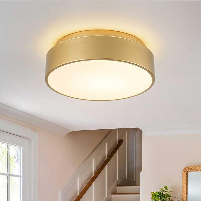 Dimmable Led Round Flush Mount, Gold