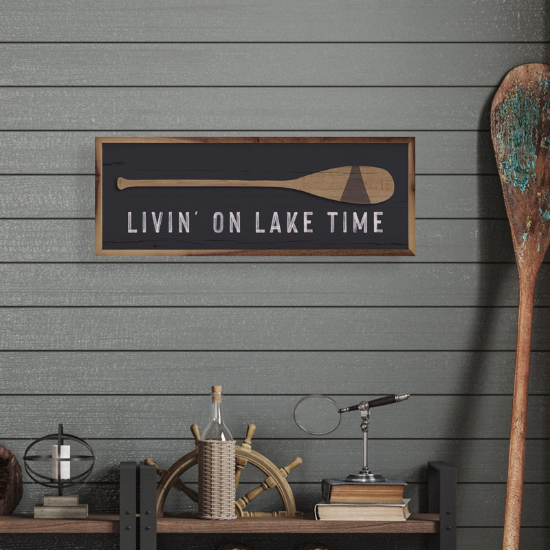 Livin On Lake Time Oar Gray, 36" W x 12" H