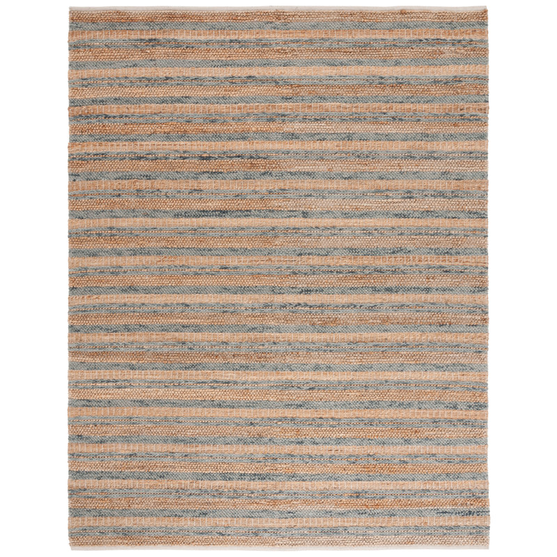 Keyshona Hand Woven Wool/Jute/Cotton Striped Rug in Gray/Brown, Rectangle 8' x 10'