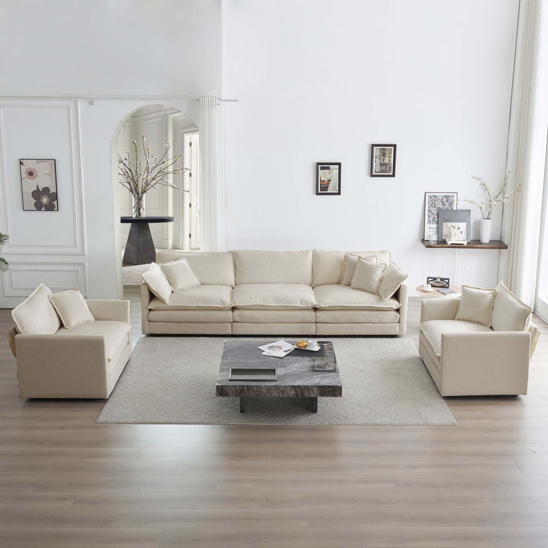 Ensemble de canapés rembourrés 3 pièces Modern, Beige