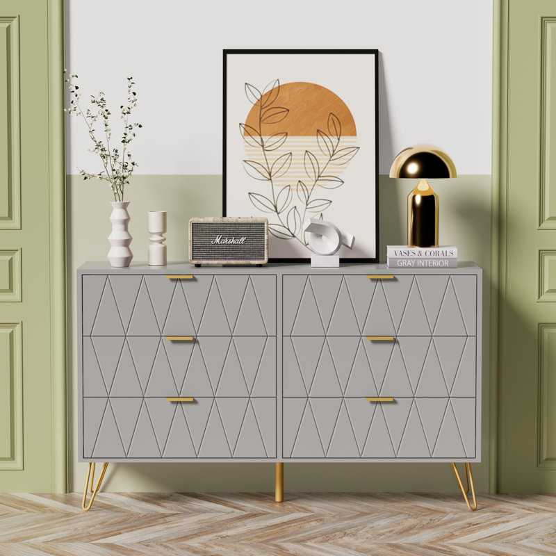Commode 6 tiroirs 47,24 po Marable, Gris