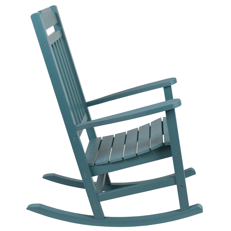 Teal All-Weather Poly Resin Wood Rocking Chair