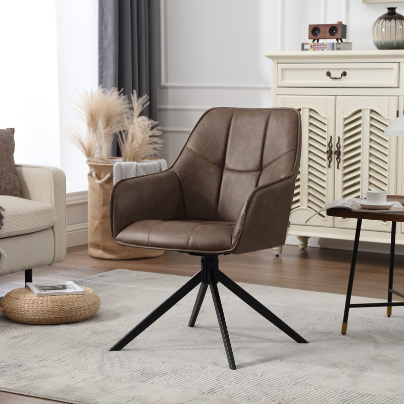 Tajana Upholstered Metal Side Chair, Brown, 2