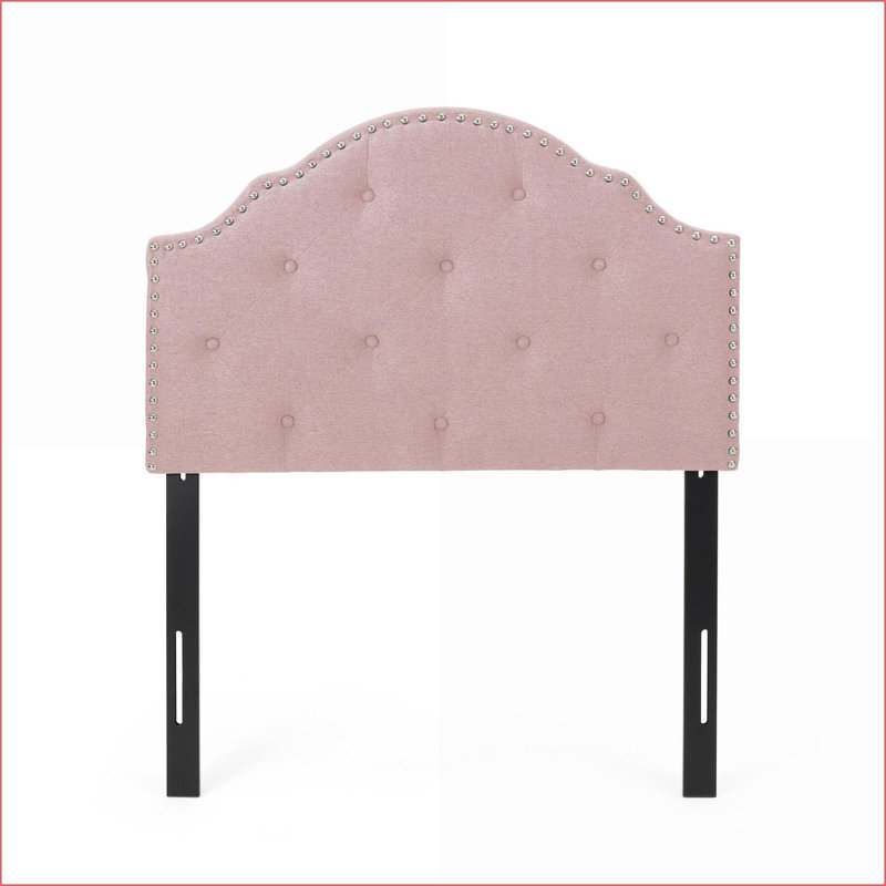 Twin Size Solid Wood Headboard with Adjustable Height, Button Tufted Upholstered &amp; Nailhead Trim