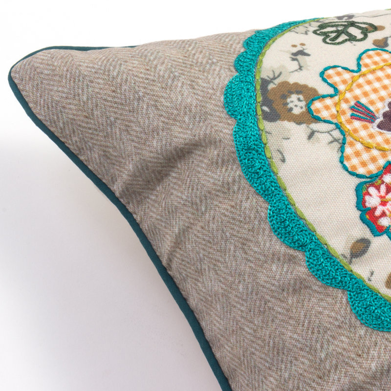 Fiddle Beige Cotton Decorative Throw Pillow