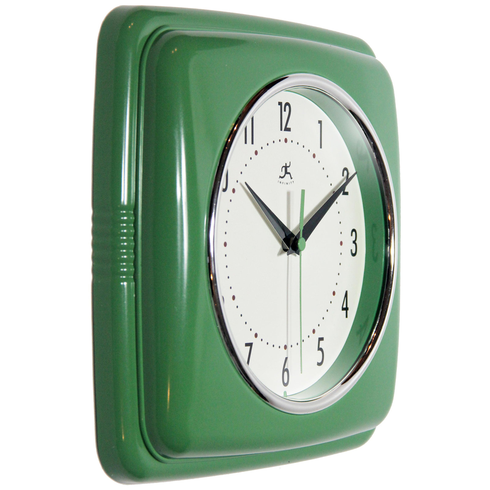 Orrwell Square Plastic Wall Clock 9.25 Inches, Light Green
