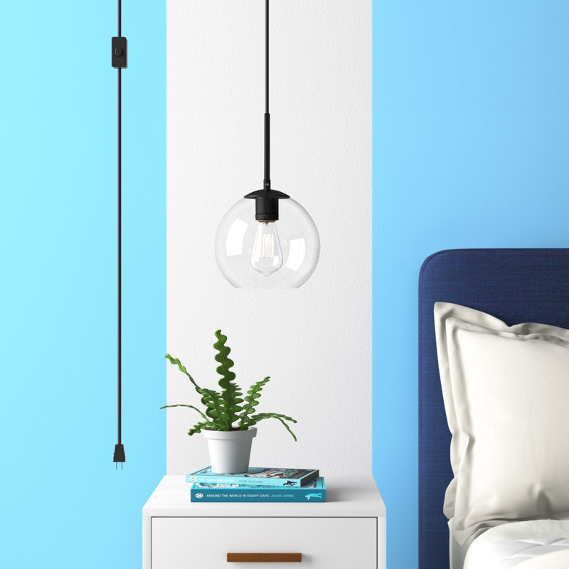 Graziani 1-Light Dimmable Single Pendant, Black, 68" H x 8" W x 8" D