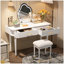 Ensemble de coiffeuse 40 "moderne avec miroir à écran tactile lumineux, coiffeuse et tabouret rembourré avec 2 grands tiroirs, blanc