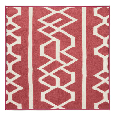 Machine Washable Trellis Pink Area Rug