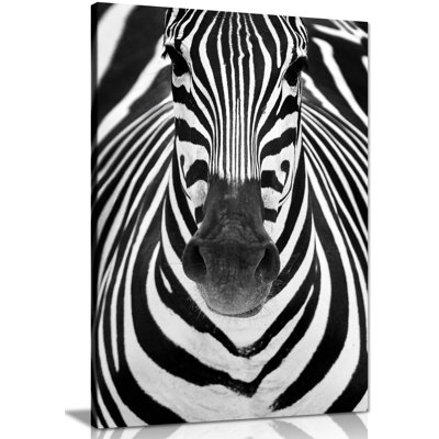 Black And White Zebra Close Up Artistic - Wrapped Canvas Print