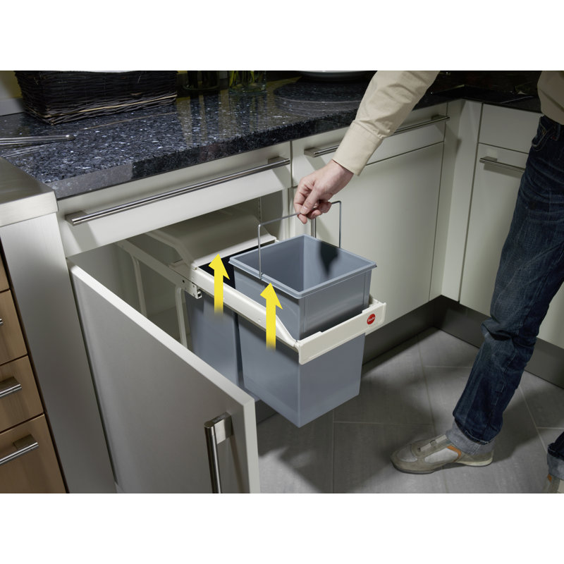 Steel Manual Lift Pull Out Trash Can - 7.4 Gallons