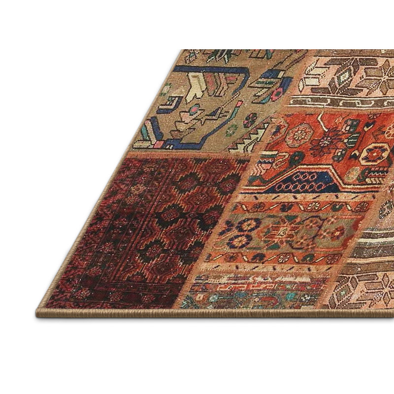 Tapis brun/orange/gris zone contemporaine, Rectangle 5 pi x 8 pi