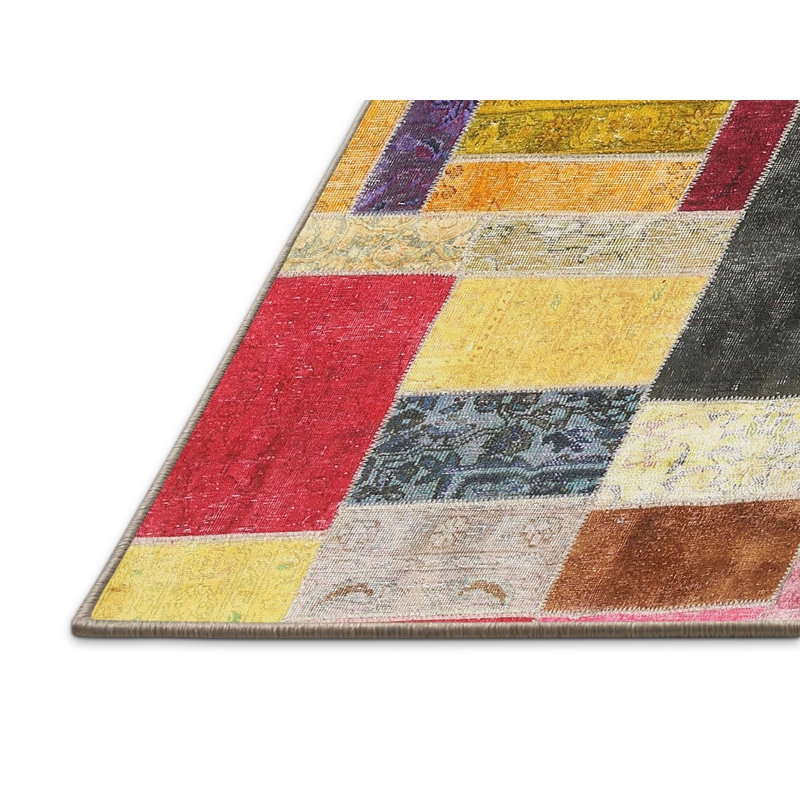 Tapis rouge / jaune / vert Swinsley, Rectangle 5 pi x 7 pi