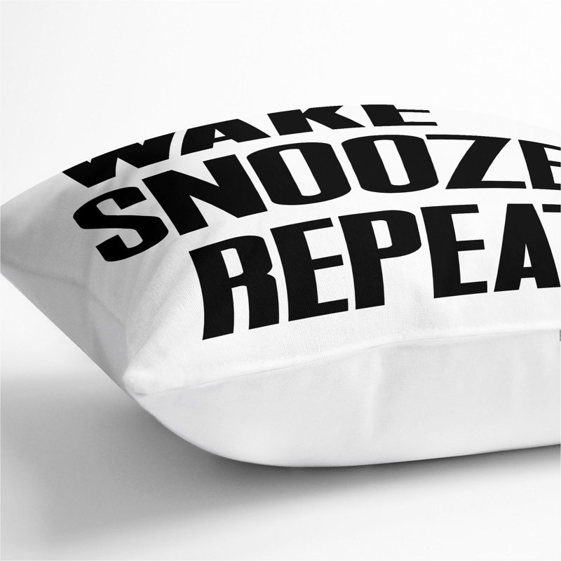 Wake Snooze Repeat Scatter Cushion, 55cm H x 55cm W x 20cm D, White