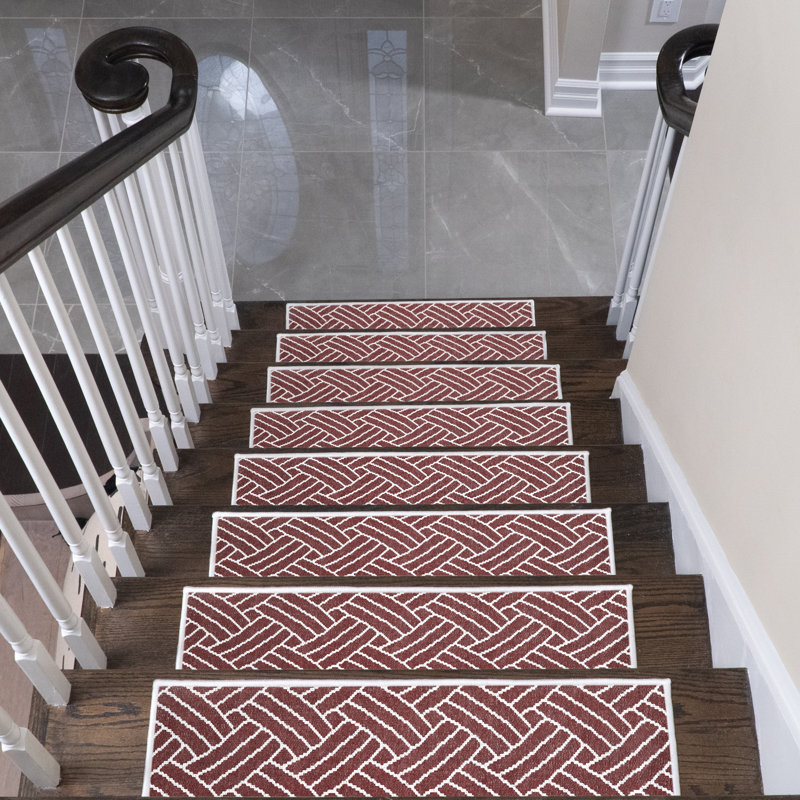 Tapis d'escalier intérieur antidérapant Rizwan, Marron