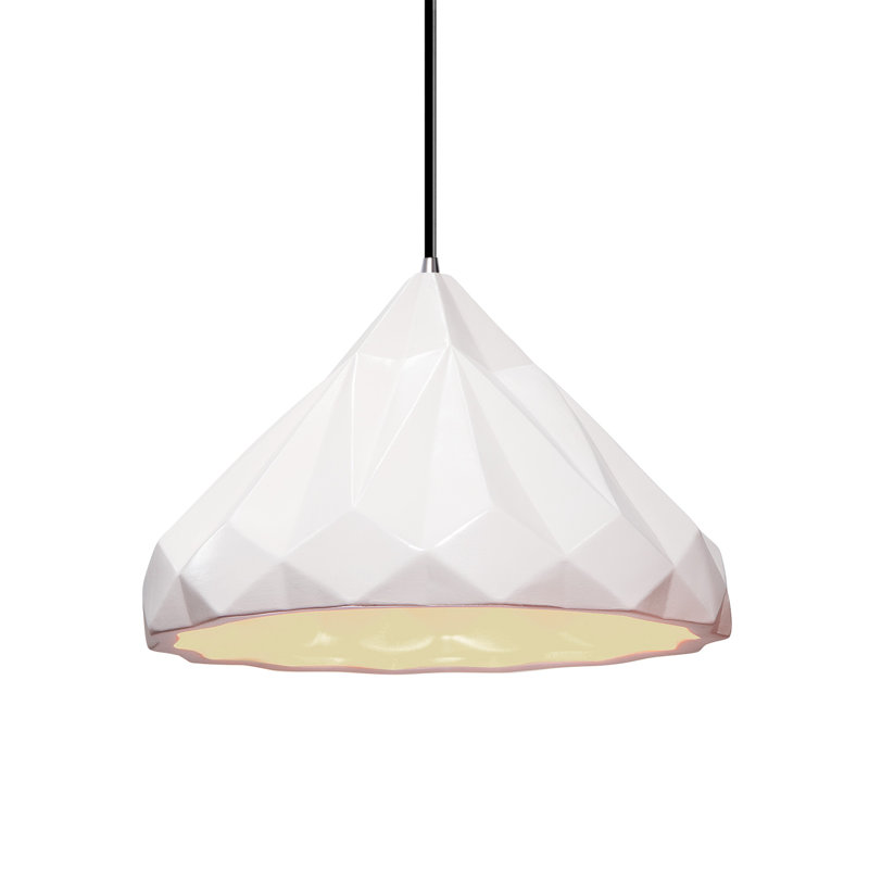 Luminaire suspendu géométrique 1 lumière Cattier, Chrome poli, Blanc brillant