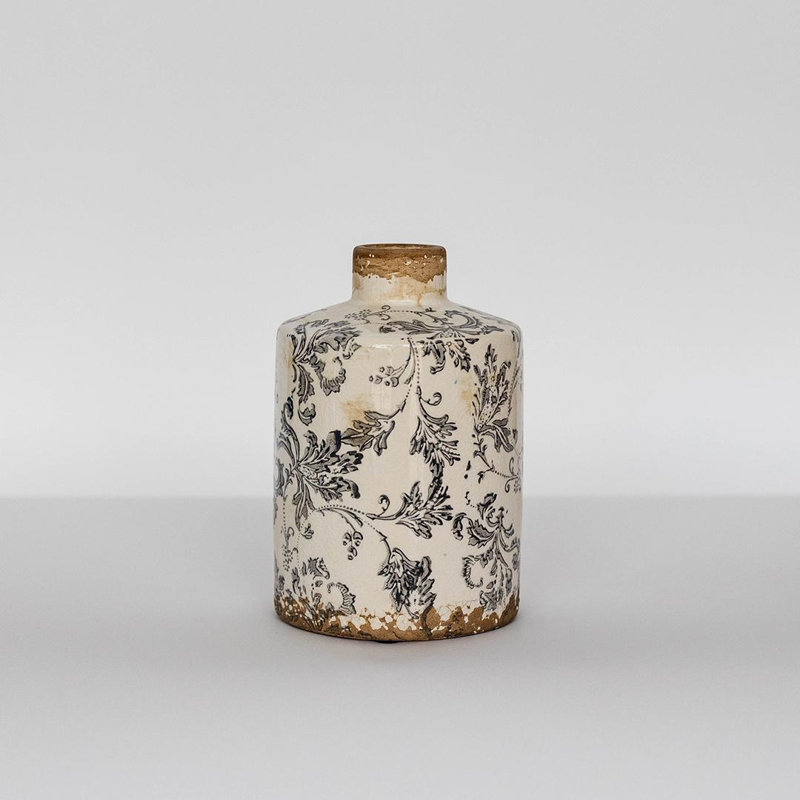 Vase rustique à motif floral