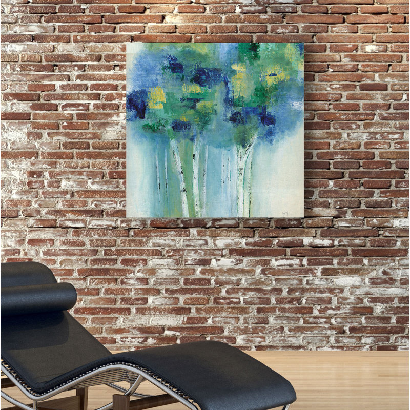 Birch in Blues - Reproduction d'art sur papier, H 16 po x l 16 po x P 1,5 po, Toile tendue