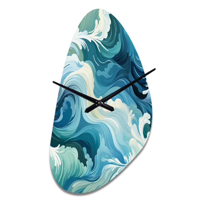 Ocean Spray - Fall Shape Decorative Blue Coastal Wall Clock, Medium
