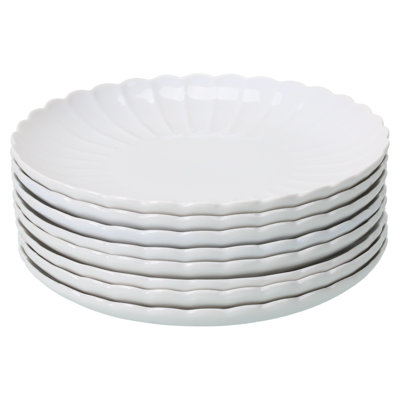 Set of 8, Petal Salad Plates, 8-Inch, White