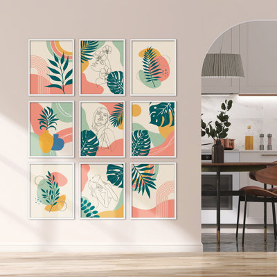 "Modern Tropical Monstera Palm Leaves