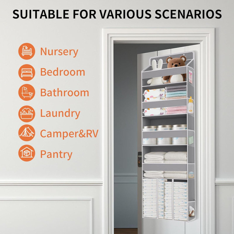 Non-woven Fabric Wall Organizer with Wall Baskets, Grey