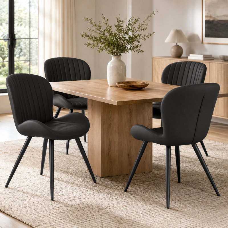 Chaise rembourrée avec pieds en métal, Noir