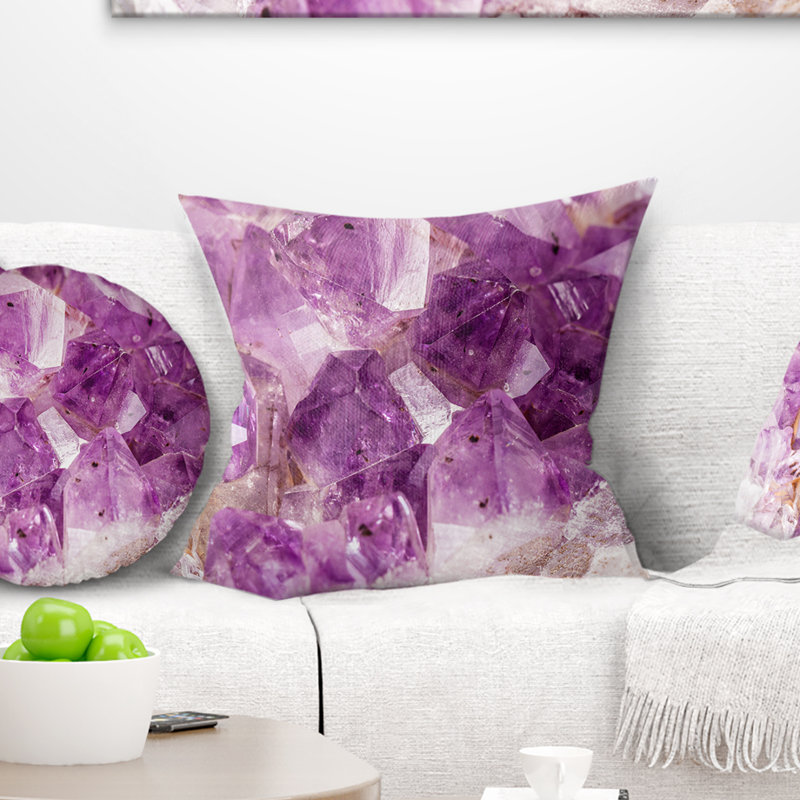 Améthyste mauve mauve - coussin imprimé abstrait, 16 po x 1 po, Coussin décoratif