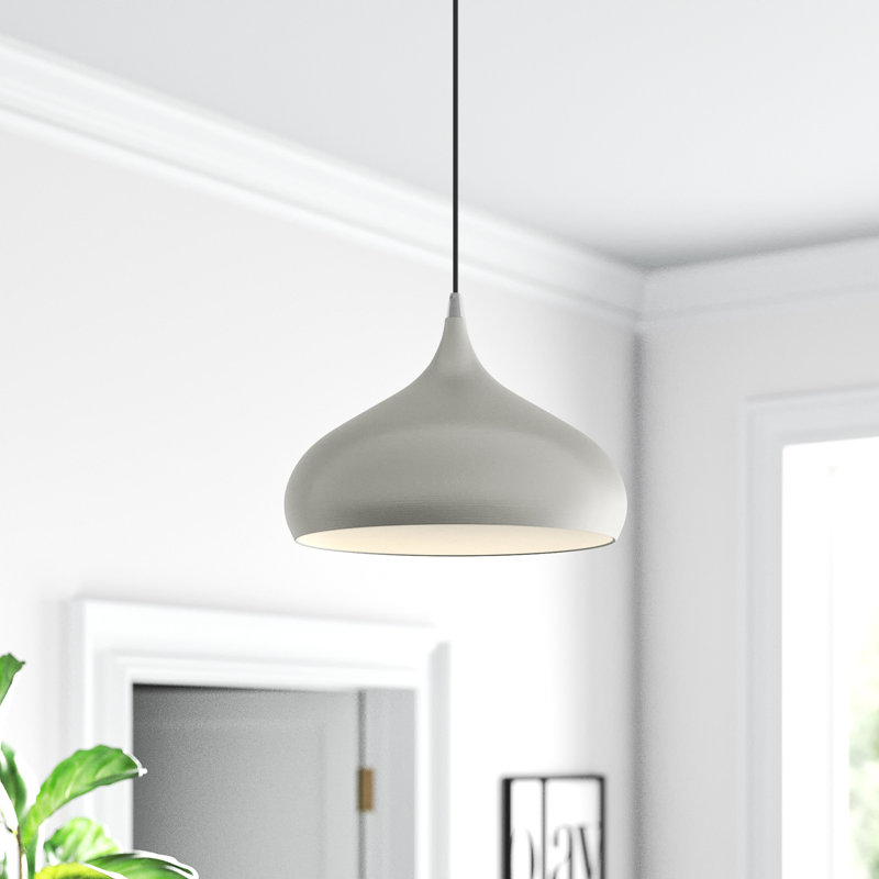 Luminaire suspendu en forme de goutte à 1 lumière Hutchcraft, H 15 po x l 13,75 po x P 13,75 po, Aluminium brossé