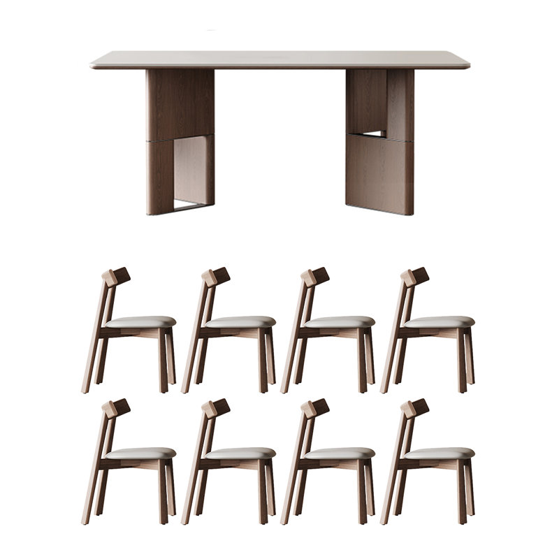 Ensemble de table en pierre noyer mat