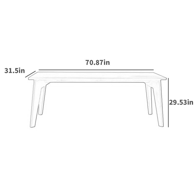 Ash Solid Wood Dining Table, 31.5" W x 70.87" L
