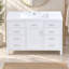 Meuble-lavabo de salle de bain de 120 cm (47,23 po) avec lavabo en résine, porte à fermeture amortie, 6 tiroirs, blanc