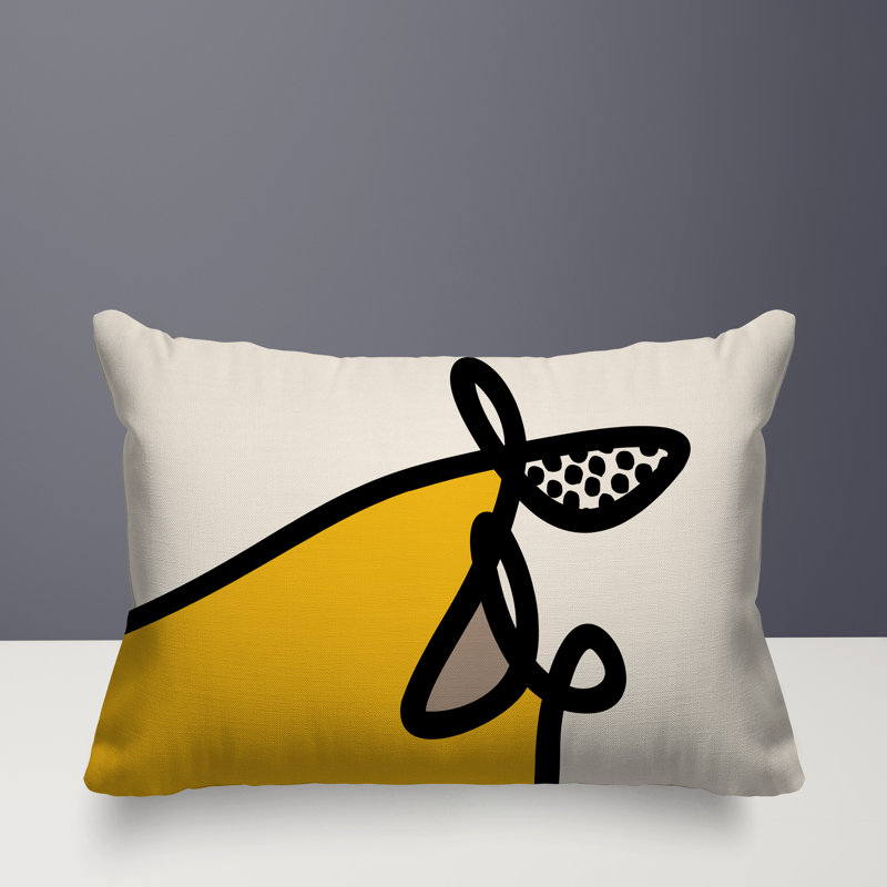 Coussin lombaire réversible intérieur / extérieur Jai Abstract, H 18 po x l 25 po, Jaune