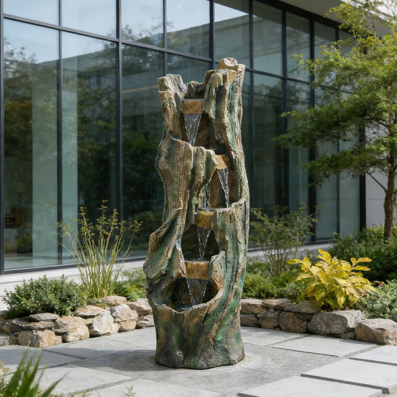 Fontaine d'extérieur en cascade avec lumières DEL pour cour de jardin