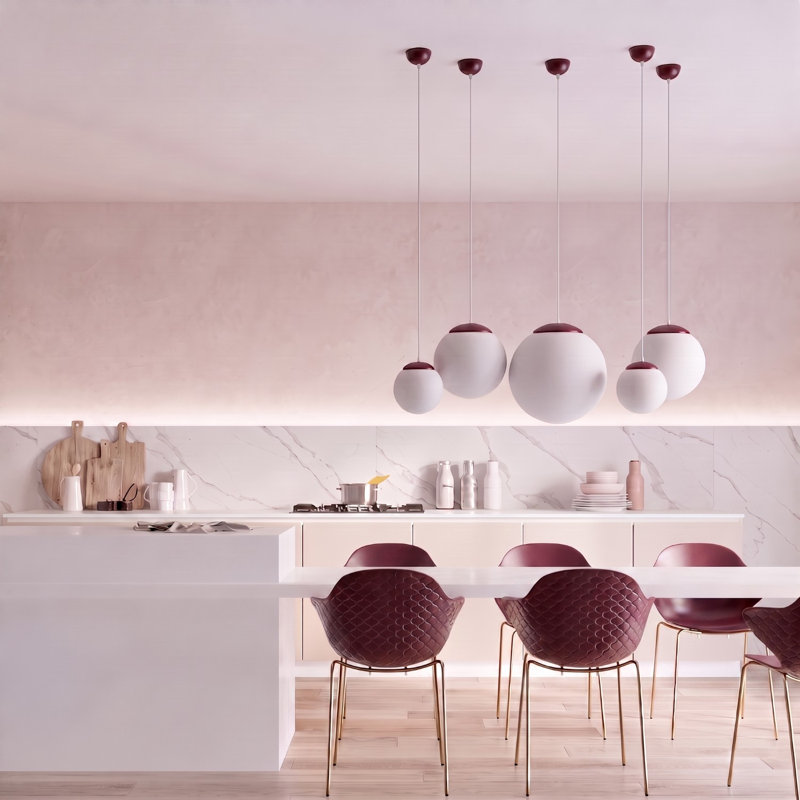 Pendant lamp UGO 20 white, 20x20x110 cm, Burgundy