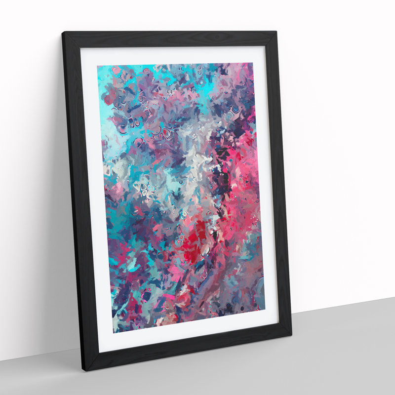 Splash Of Love Abstract - Single Picture Frame Painting, Black Framed, 64cm H x 46cm W x 2cm D