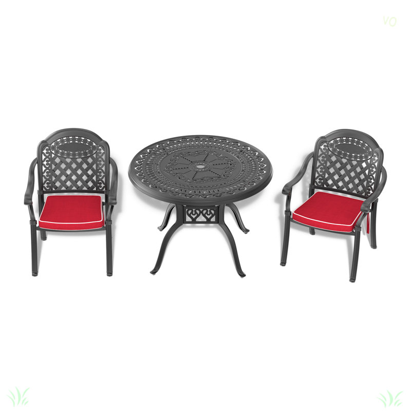 Ensemble de meubles de patio en aluminium coulé avec coussins, 2