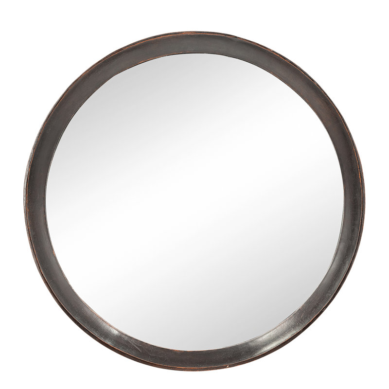 Hannum Round Mirror, Dark Brown