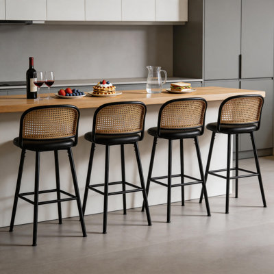 Upholstered Counter Stool with Metal Frame