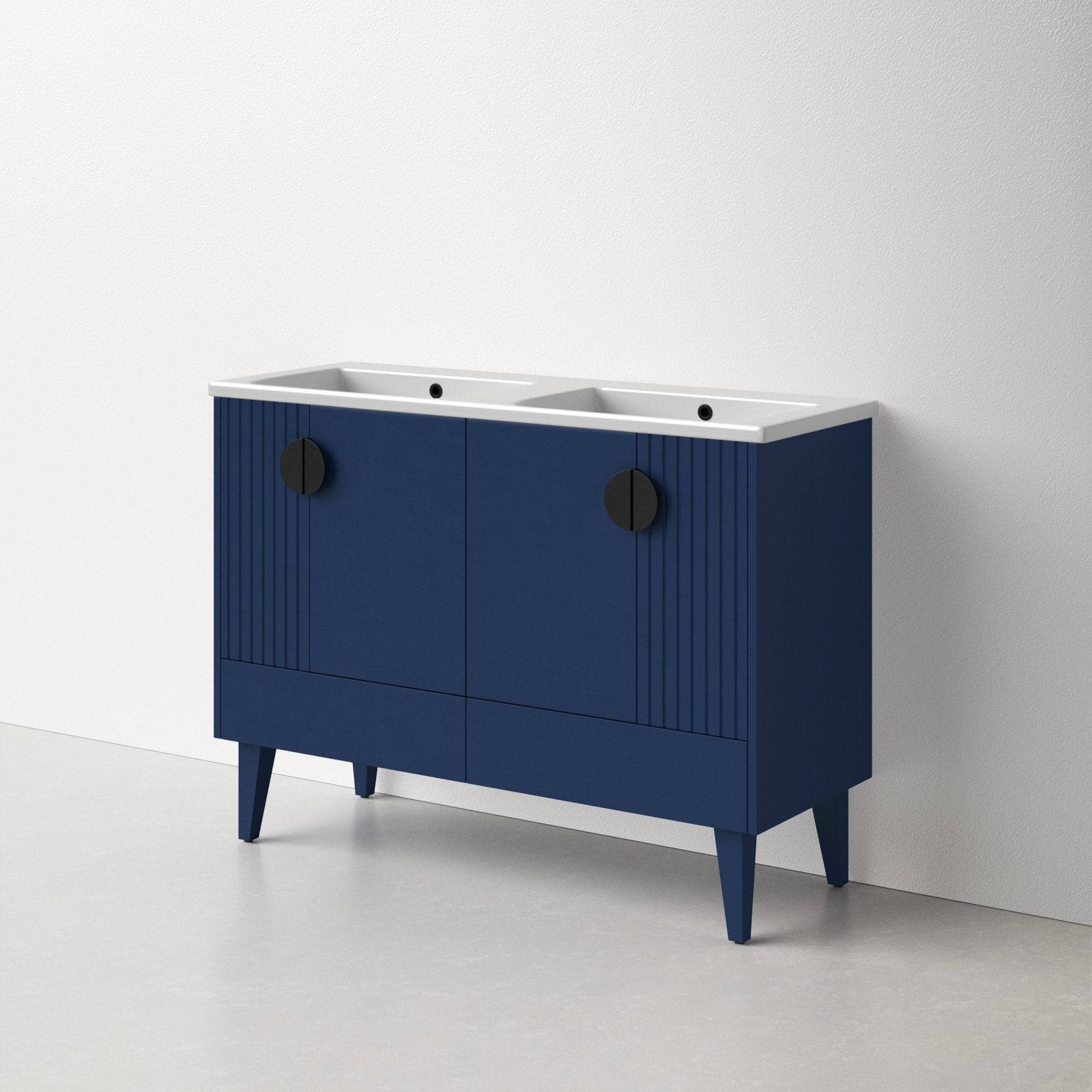 Saimah 47.25'' Double Bathroom Vanity, Black, Navy Blue