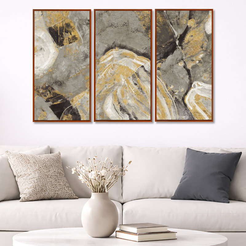 3 pièces, reproduction sur toile avec cadre flottant, H 28 po x l 36 po, Brun