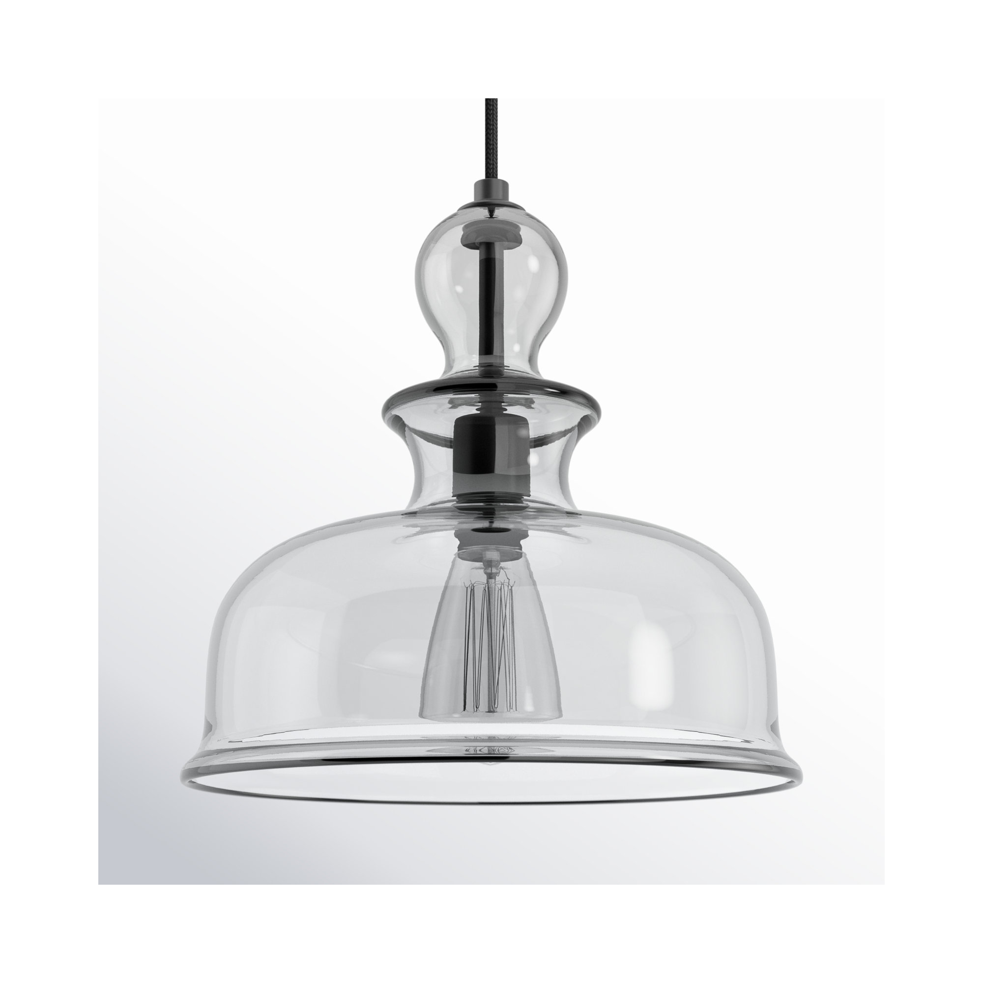 Tilden Single Light Glass Dimmable Pendant, Graphite, Smoke