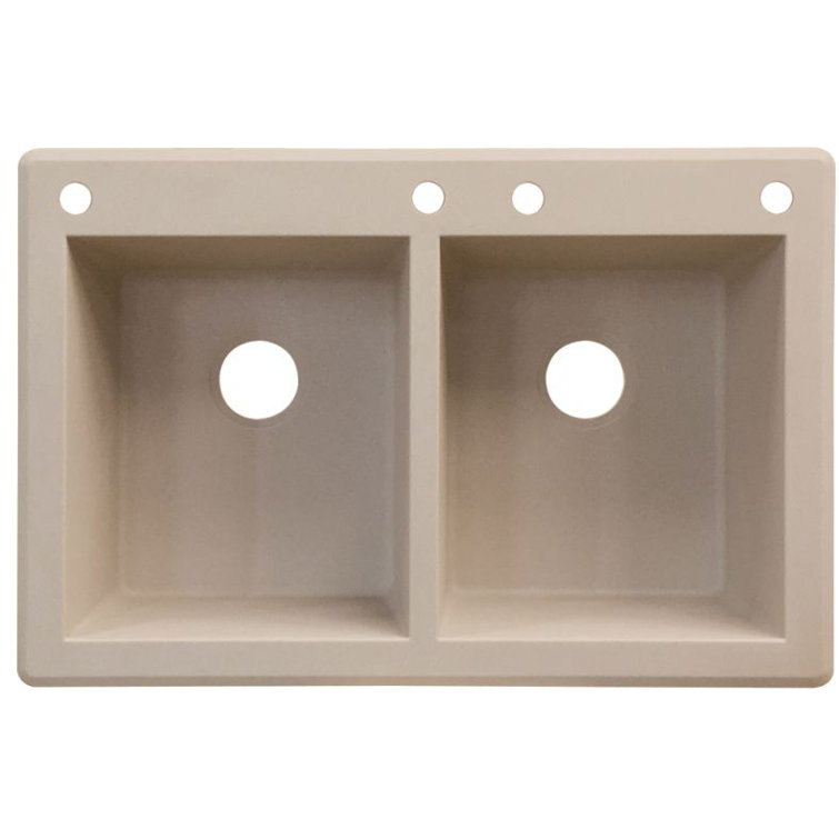 Radius 33.06'' L Drop-In Double Bowl Granite Kitchen Sink
