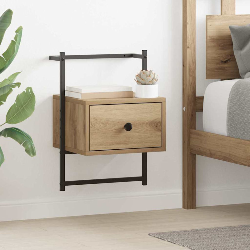 35cm W Manufactured Wood Bedside Table, Artisan Oak
