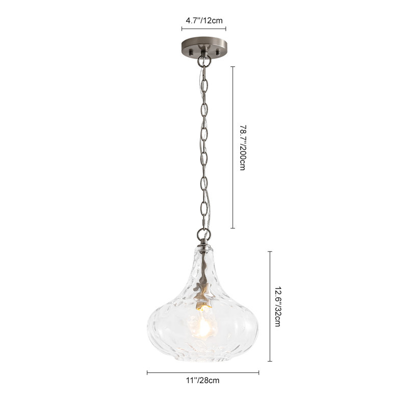 Luminaire suspendu en verre ondulé 1 lumière, Nickel