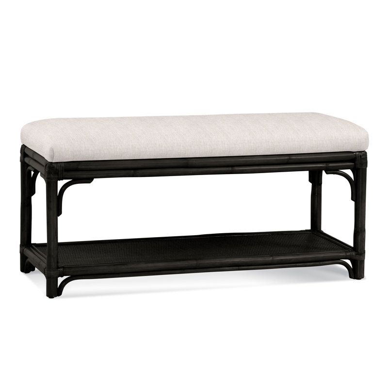 Banc de rangement en osier Summer Retreat, Noir antique, Performance blanc sucre; 0863-91
